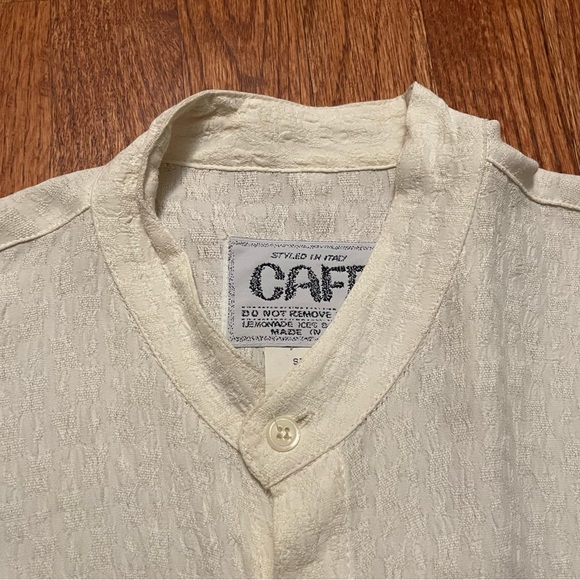 Cafe Styled in Italy ivory textured long sleeve button up shirt size L - Picture 4 of 16
